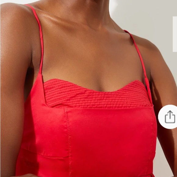 NWT Karen Millen Cotton top stitch Strappy maxi DRESS raspberry red Sz 4 - Picture 3 of 11